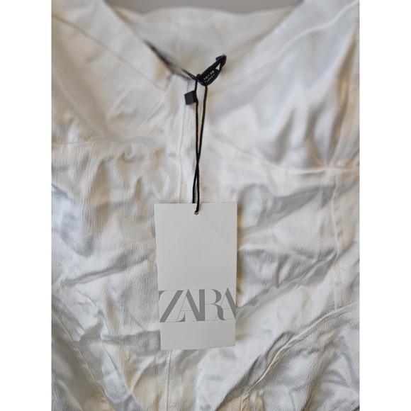 ZARA Satin Bodysuit Women's Size L White Adjustable Straps Snap Closure NWT - Picture 2 of 9